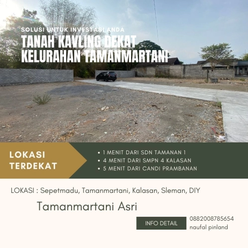 Tanah dijual di tamanmartani asri taman martani, kalasan, kabupaten sleman, di yogyakarta