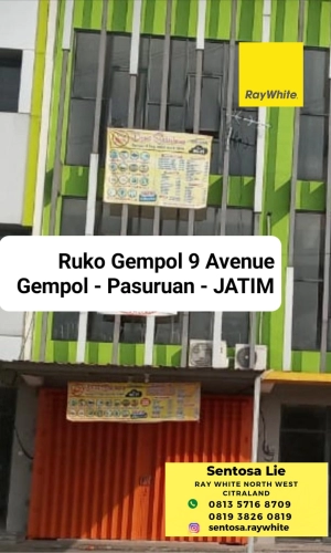 Dijual Ruko Gempol 9 Avenue - Pandaan - Pasuruan JATIM Strategis Nol Jalan Raya ,Parkiran LUAS, TerMURAH