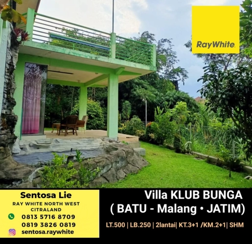 Dijual Rumah Villa Klub Bunga Batu Jawa Timur