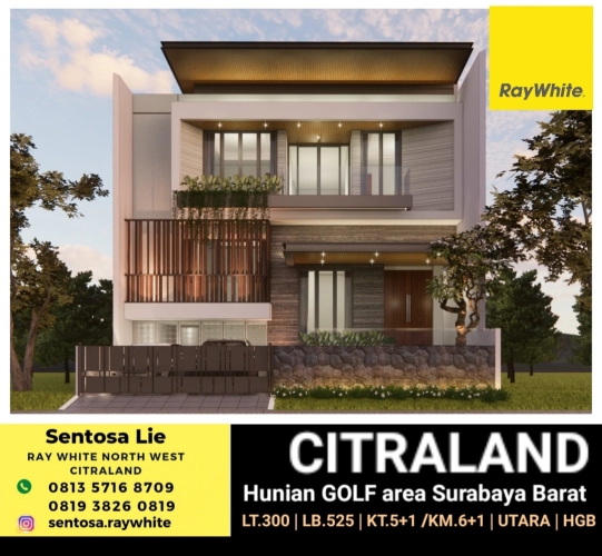Dijual Rumah Baru Bukit Golf Internasional Citraland Surabaya Barat BONUS Semi Furnished Plus Garasi Carport 4 Mobil