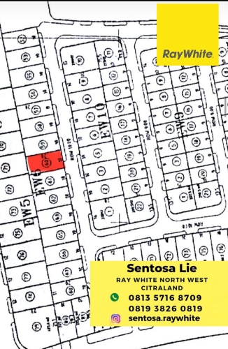 Dijual Tanah Kavling Eastwood Citraland EW 6 Surabaya Barat - Lokasi Bagus - Luas 200 m2 (10×20)